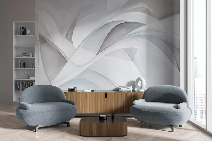 murales de pared Formas abstractas y fluidas, arte moderno con textura w09766v1