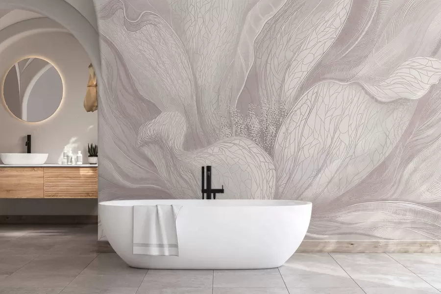 murales de pared Flor abstracta de líneas fluidas w05119v3