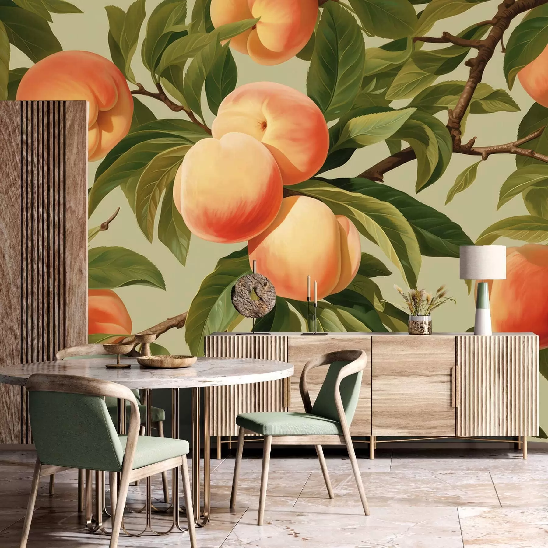murales de pared Melocotones maduros en las ramas w05444