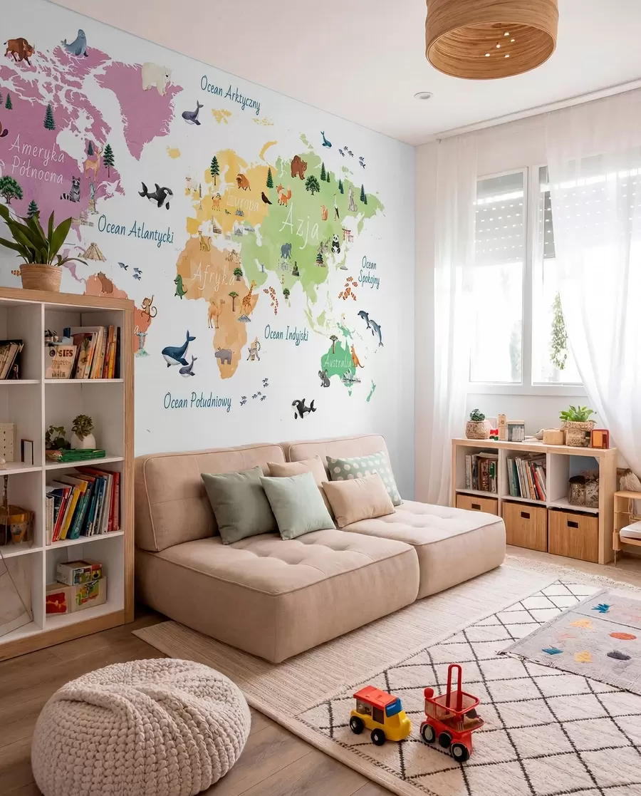 murales de pared Mapa de fauna en polaco c00009pl