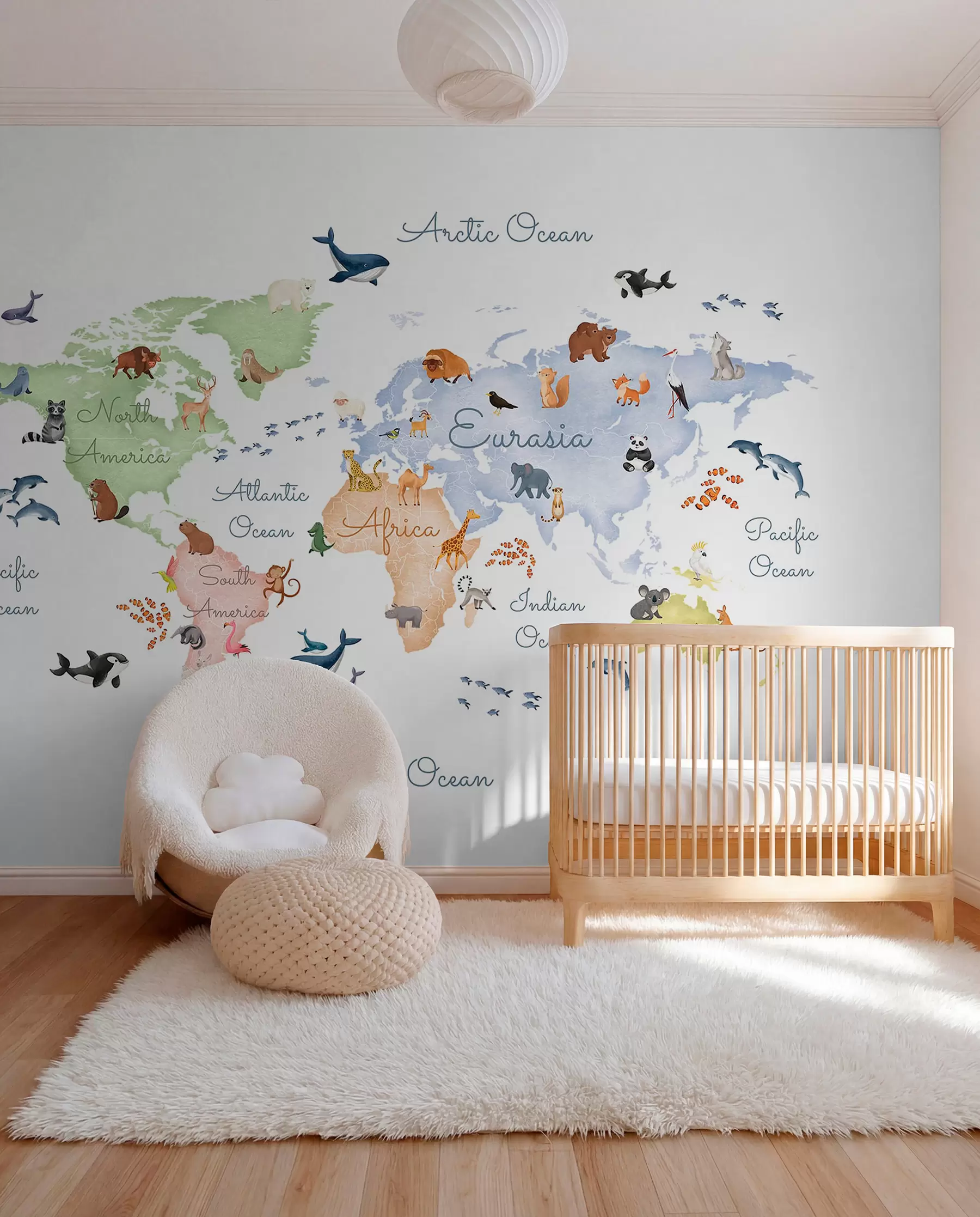 murales de pared Continentes animales en inglés c00012en