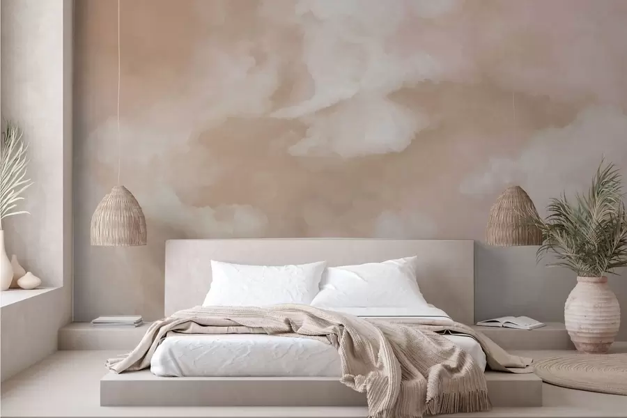 murales de pared Fondo difuminado y suave en tonos beige cálidos w05426
