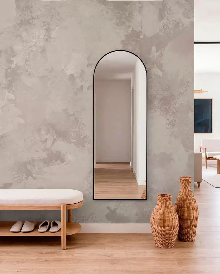 murales de pared Textura abstracta de pincel minimalista en tonos beige w05160