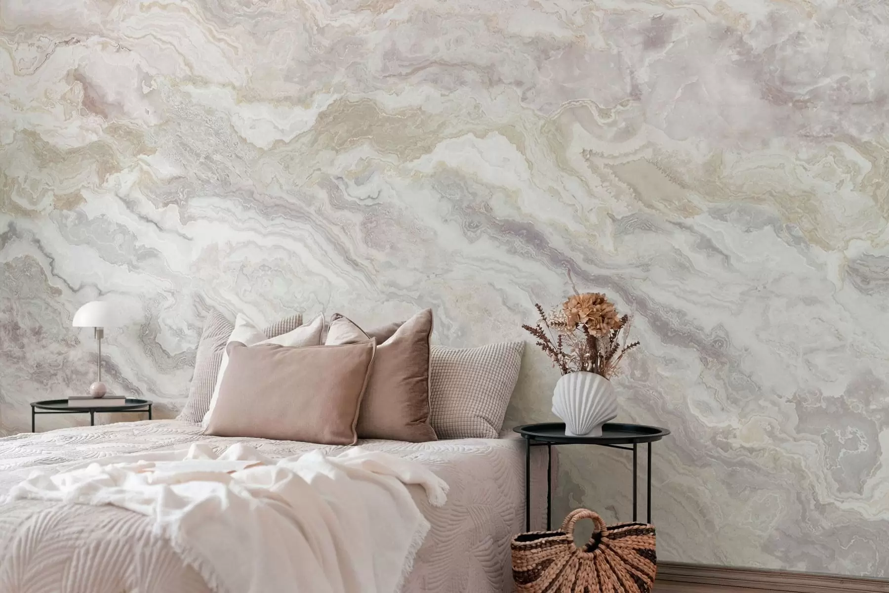 murales de pared Ónix claro con capas fluidas en tonos beige y gris w05430