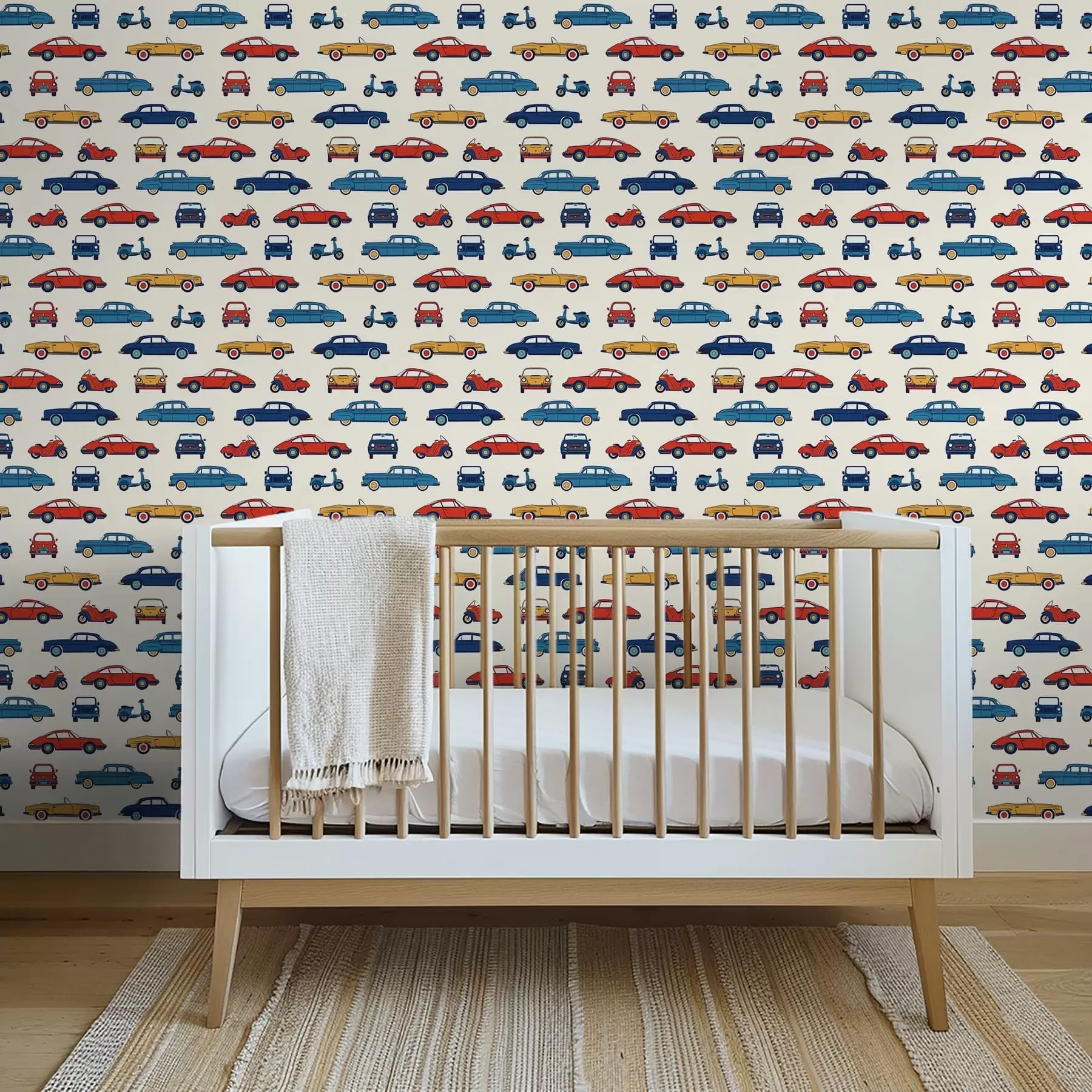 murales de pared Coches y motos retro de colores vivos a01178v2