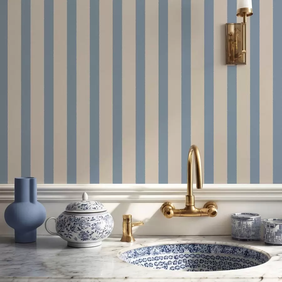 murales de pared Rayas verticales en tonos beige y azul claro a01180v3