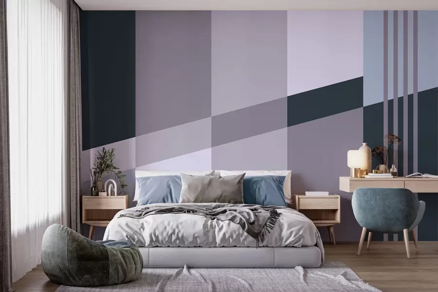 murales de pared Diseños geométricos discretos en tonos grises y azules w05390v1