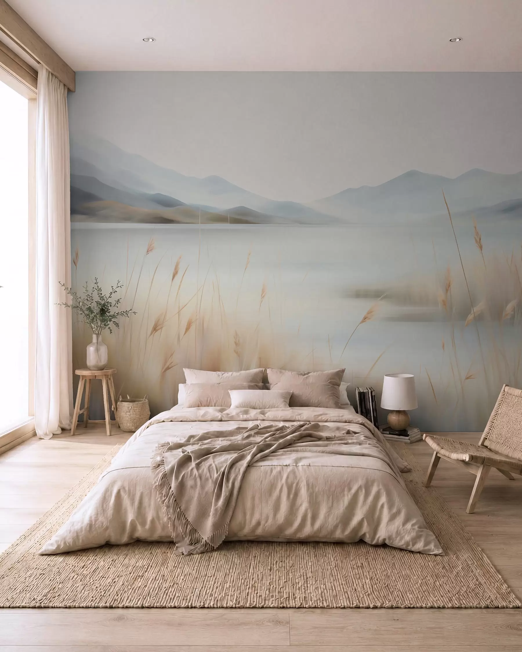 murales de pared Lago en acuarela tenue w05584