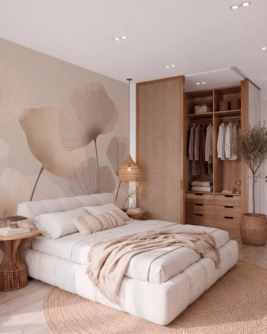 murales de pared Elegantes pétalos en tallos altos en tonos pastel w05212