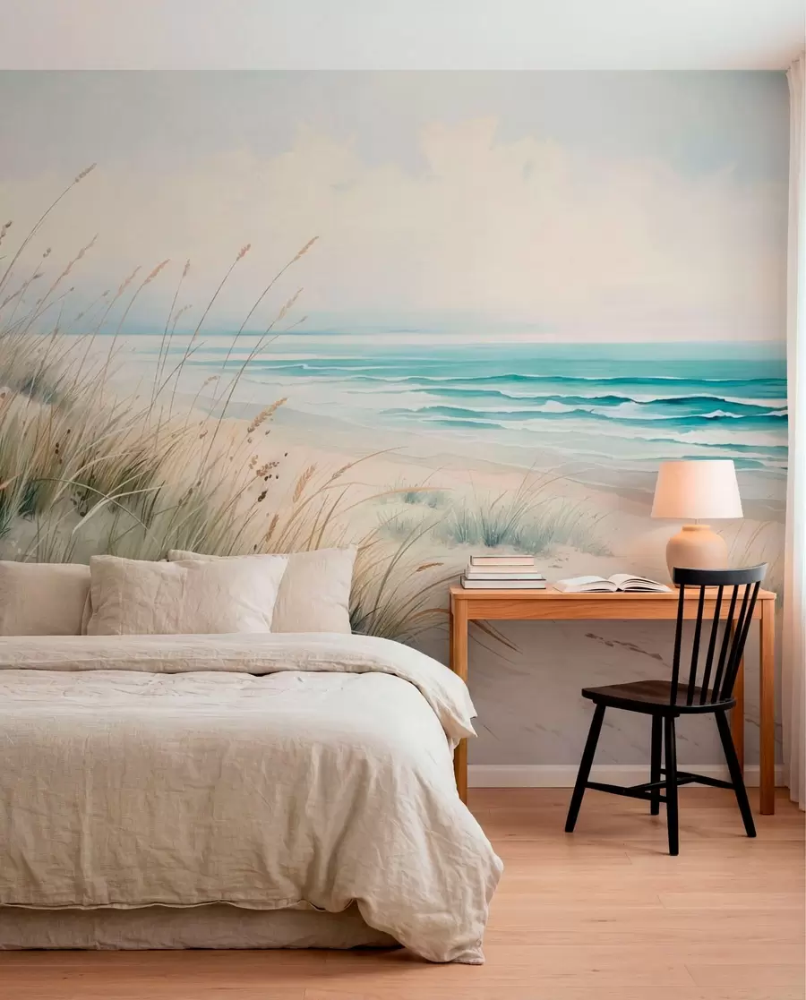 murales de pared Hierba de duna y mar turquesa w05537