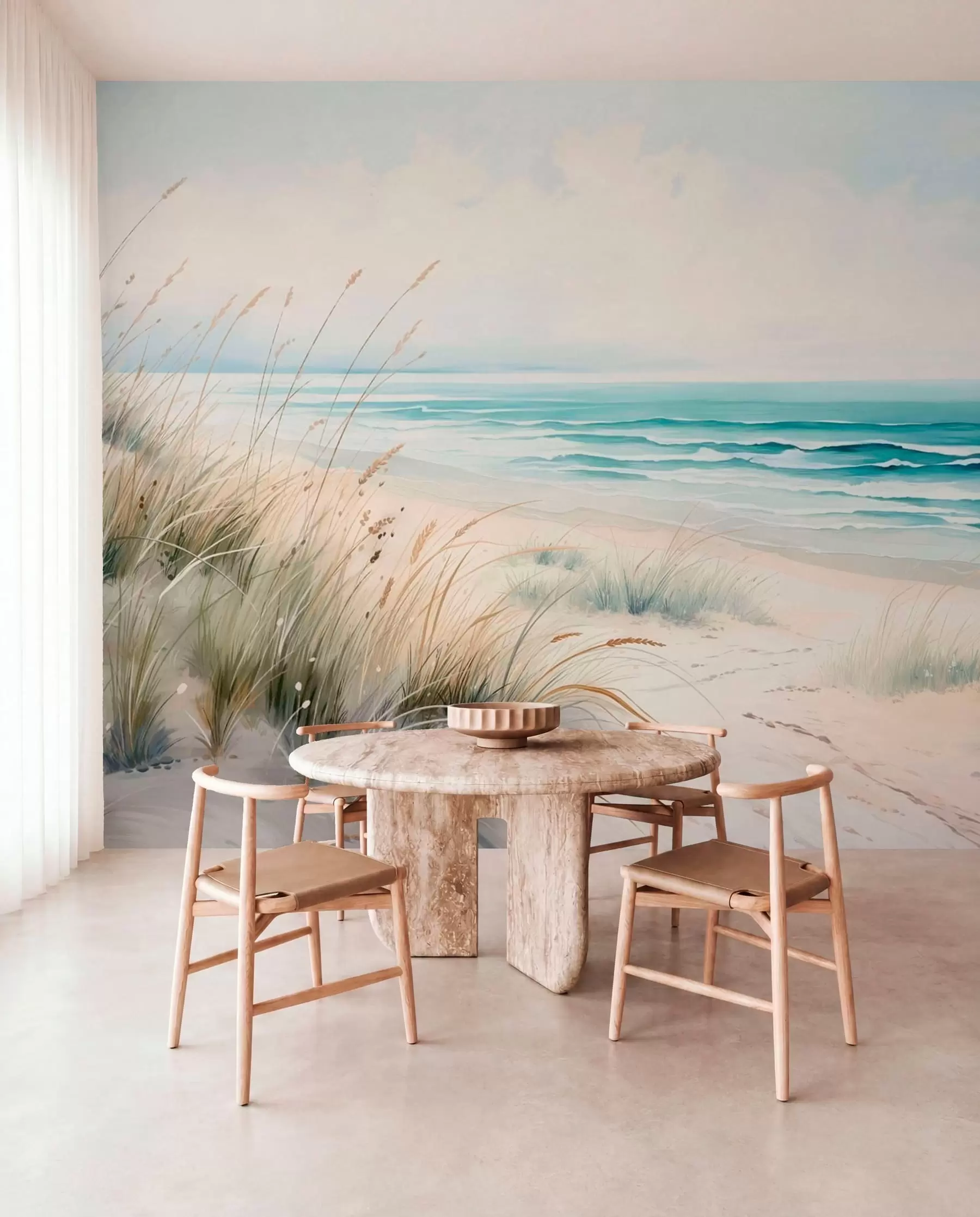 murales de pared Hierba de duna y mar turquesa w05537