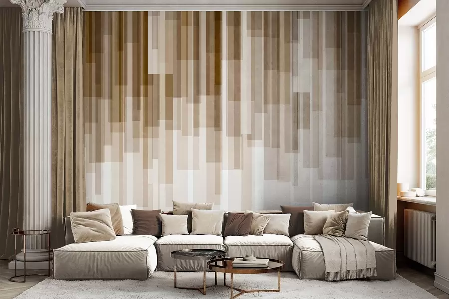 murales de pared Rectángulos verticales con textura, de diversa transparencia y en distintos tonos de marrón; arte abstracto w09889v1