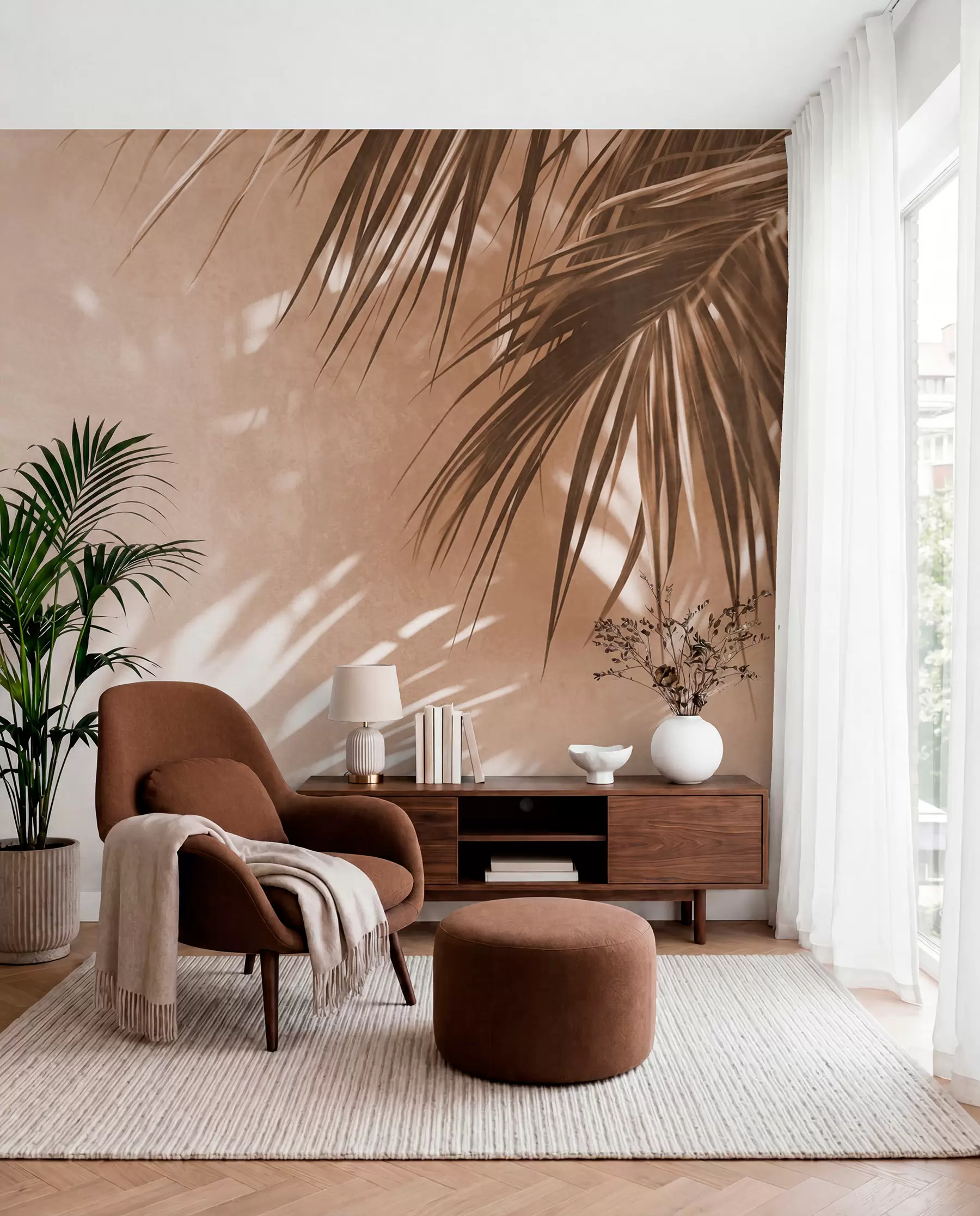 murales de pared Sombras de palmeras al sol w09890