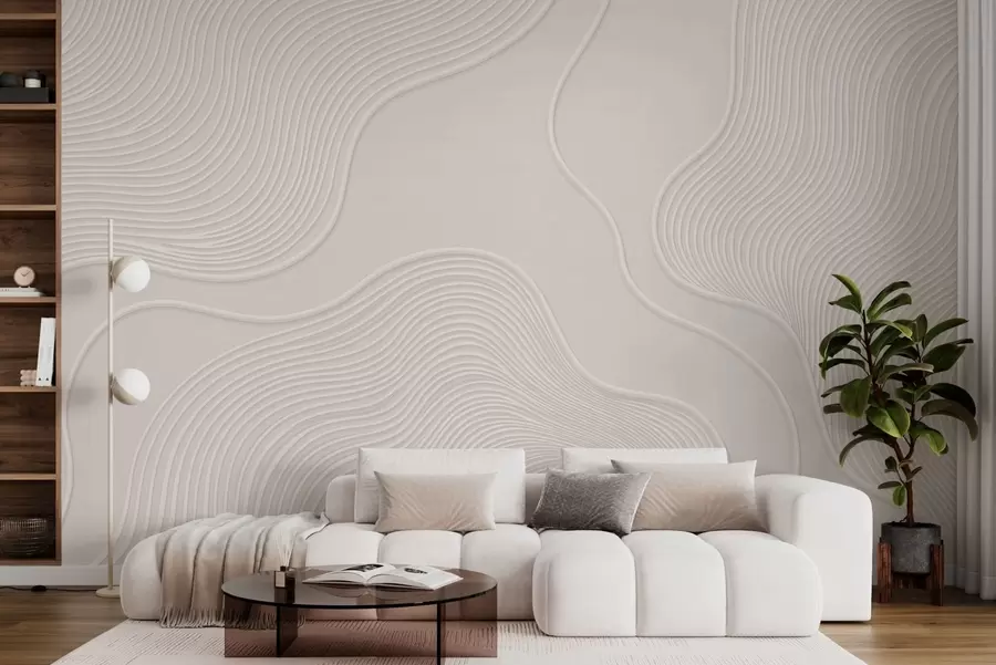 murales de pared Relieve abstracto con líneas onduladas y fluidas w05689
