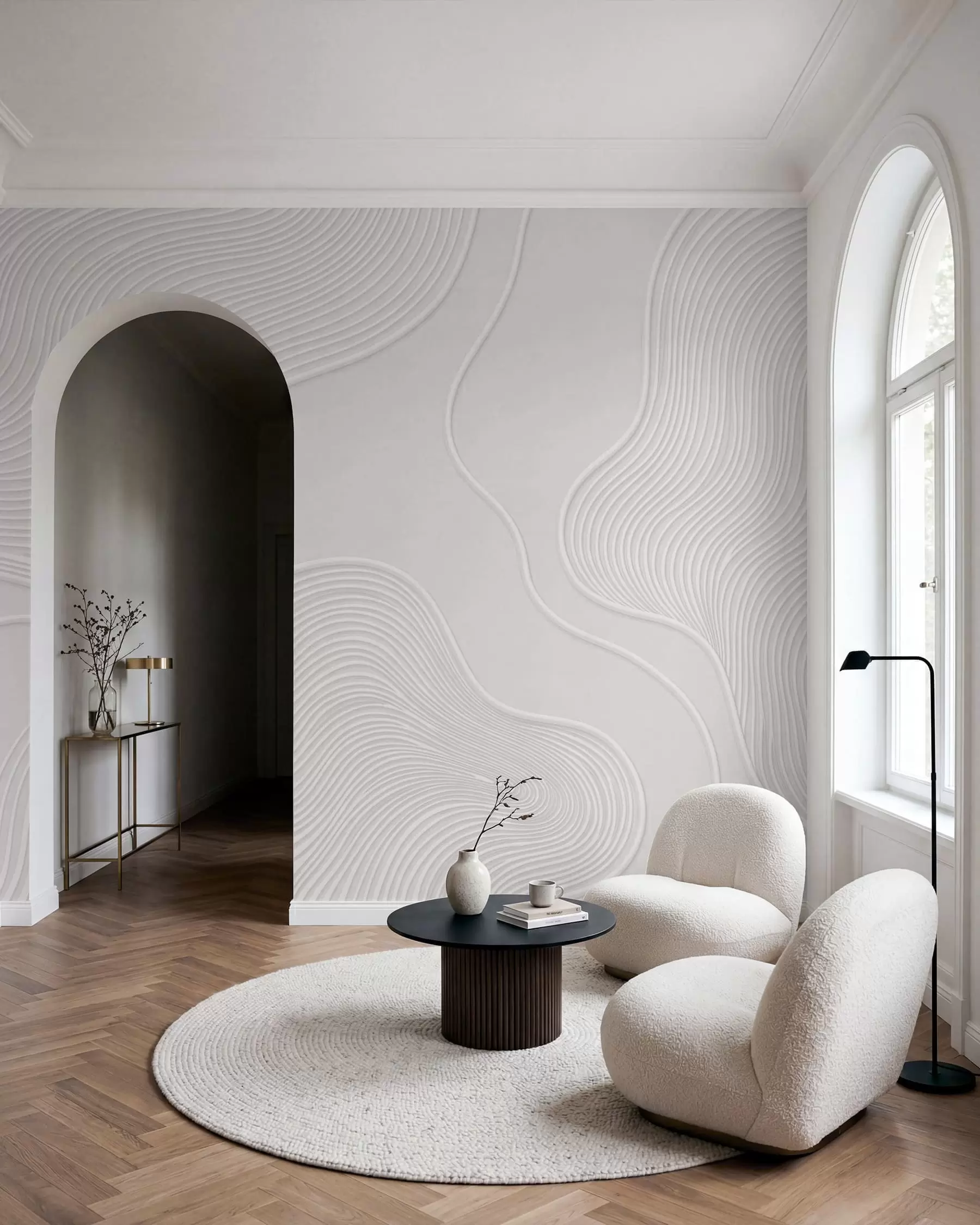 murales de pared Relieve abstracto con líneas onduladas y fluidas w05689