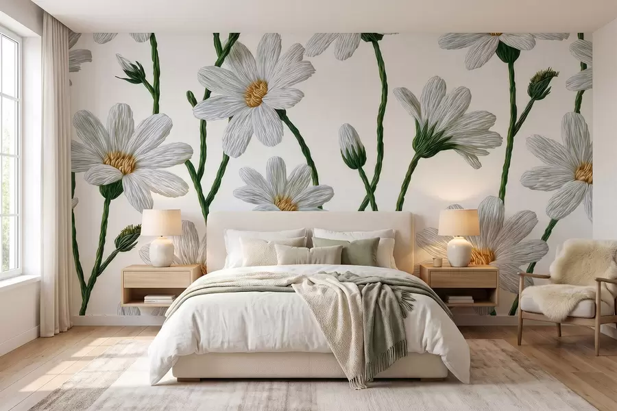 murales de pared Margaritas silvestres blancas w09915