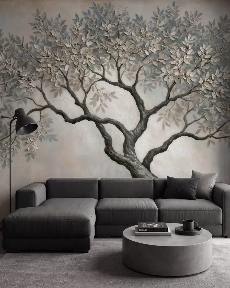murales de pared Árbol antiguo en tonos piedra w09919