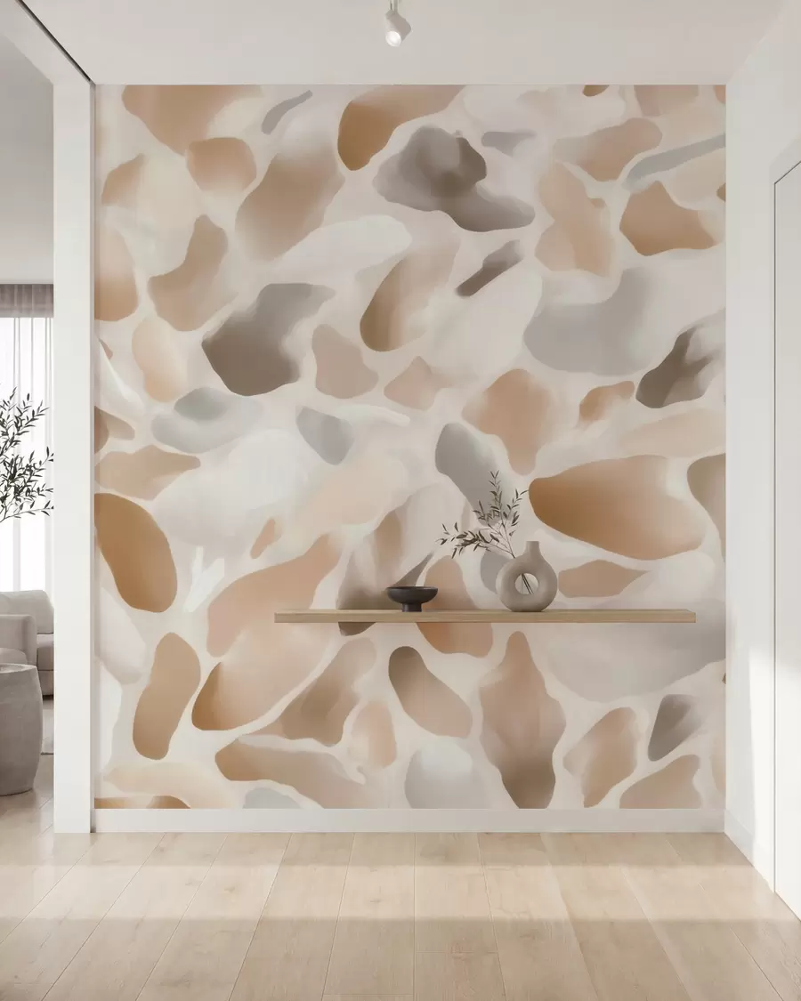 murales de pared Textura abstracta de terrazo natural en tonos claros w09933