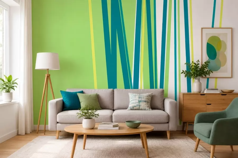 murales de pared una raya abstracta y llamativa w05749