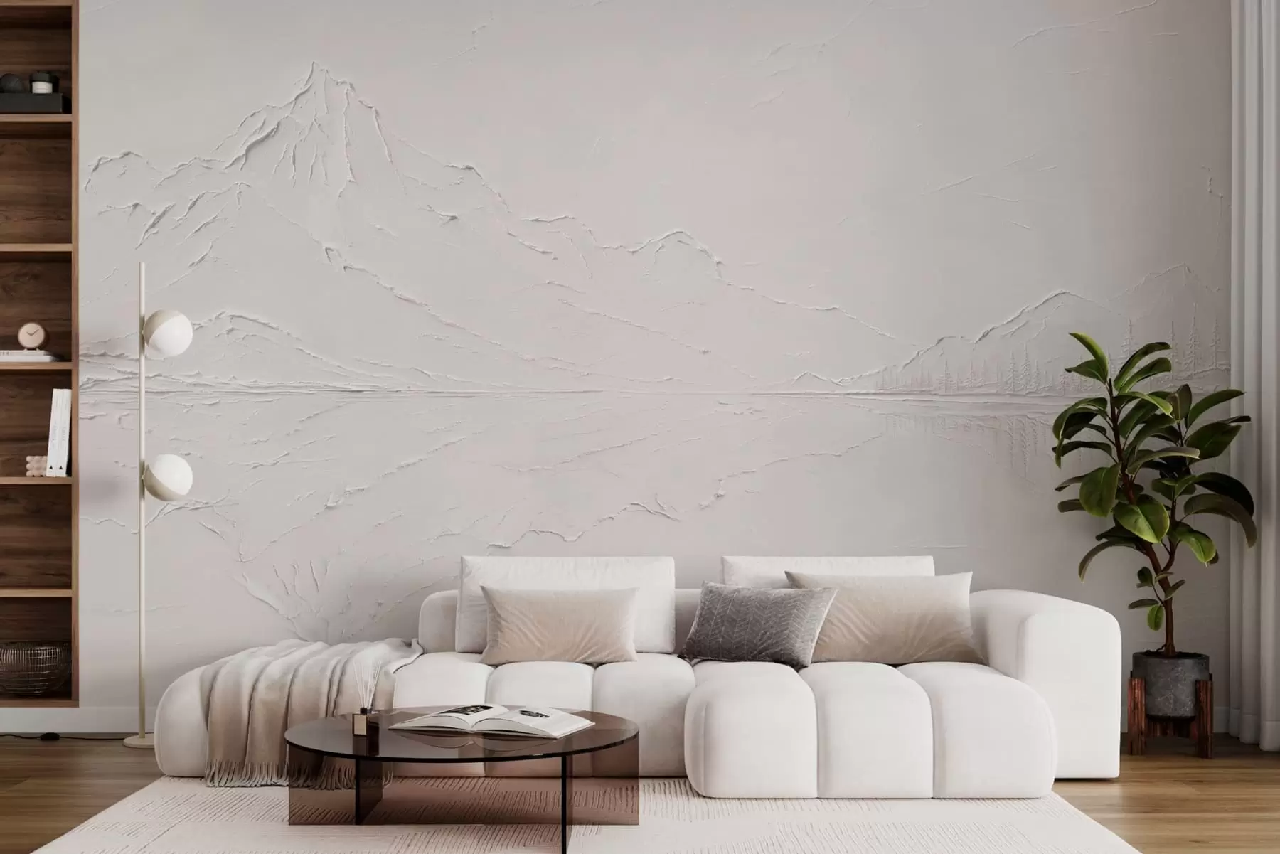 murales de pared Paisaje montañoso en relieve con el reflejo en aguas tranquilas w05739