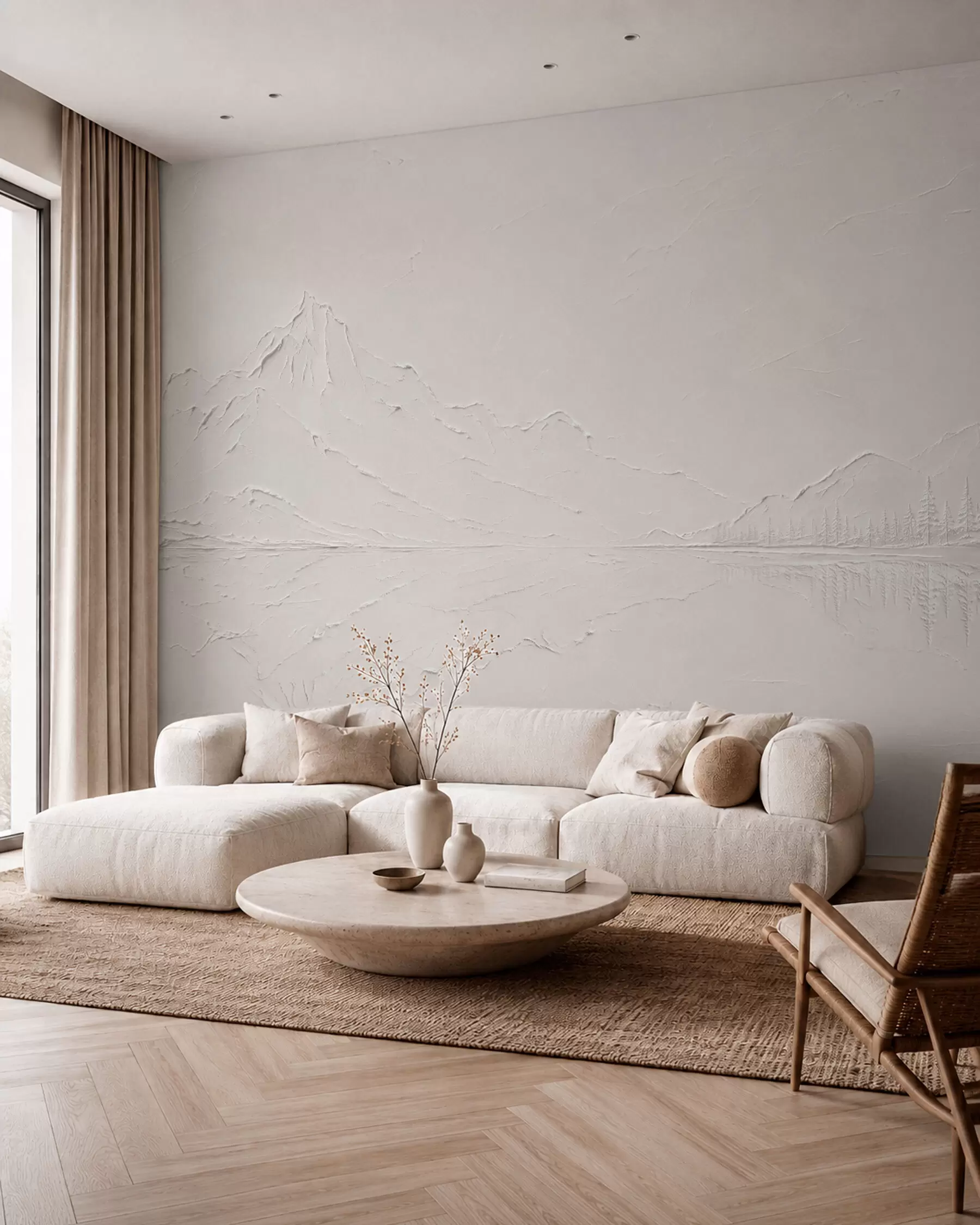 murales de pared Paisaje montañoso en relieve con el reflejo en aguas tranquilas w05739