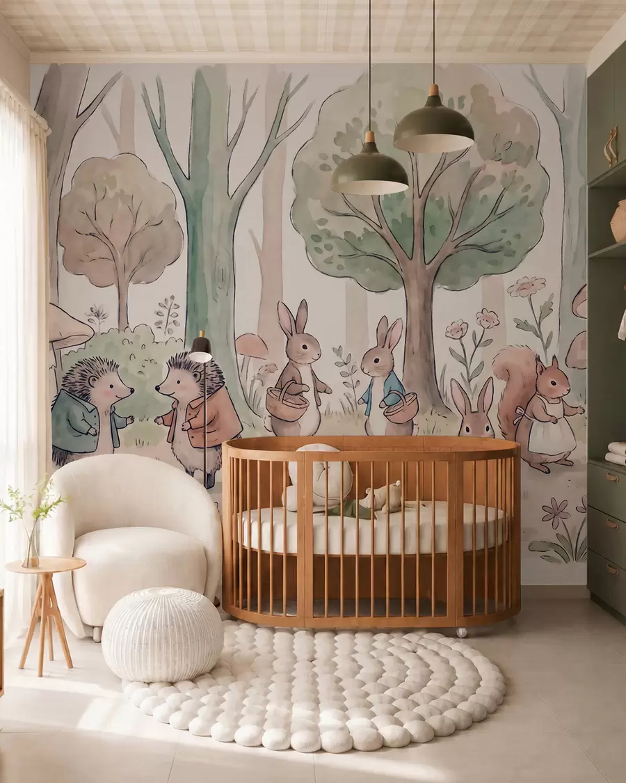 murales de pared Merienda en el bosque w09951