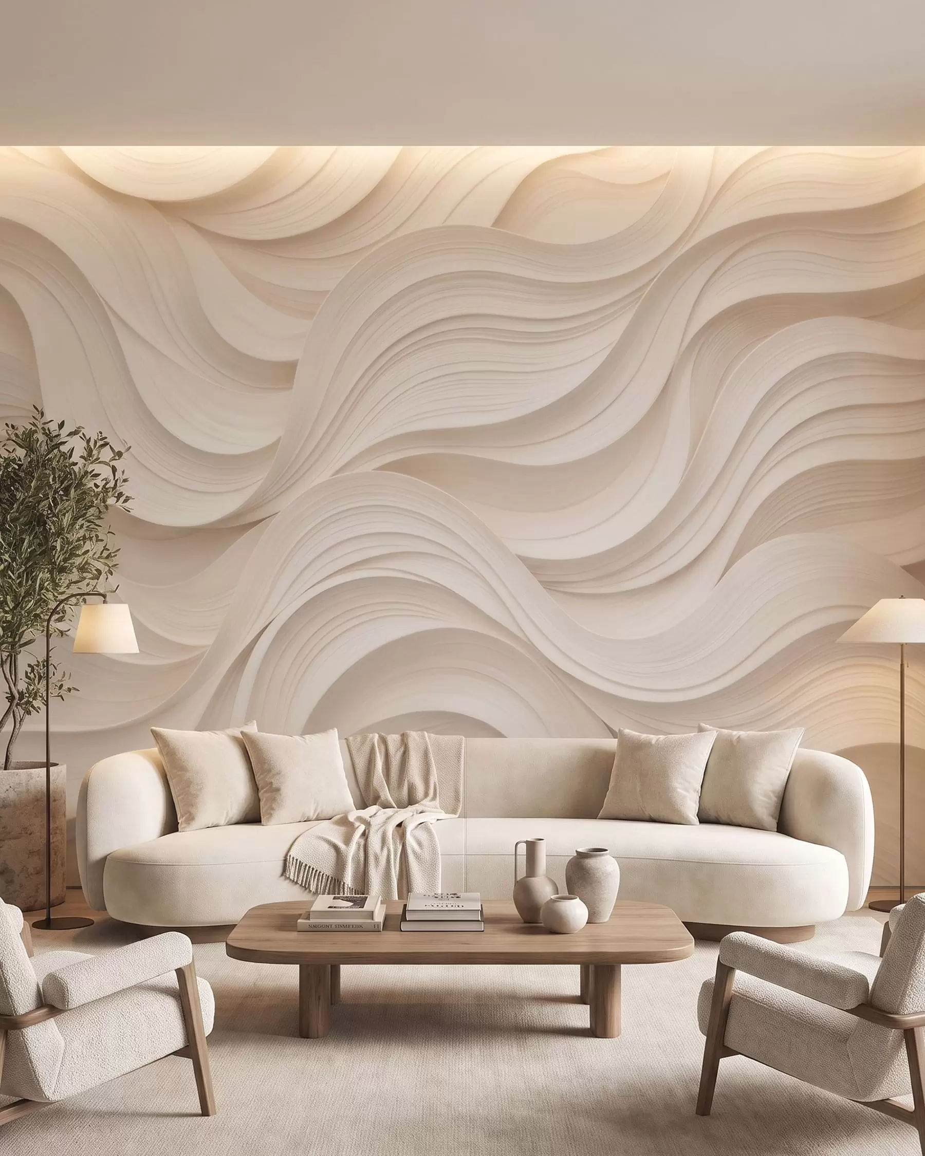 murales de pared Olas en rosa empolvado w09957