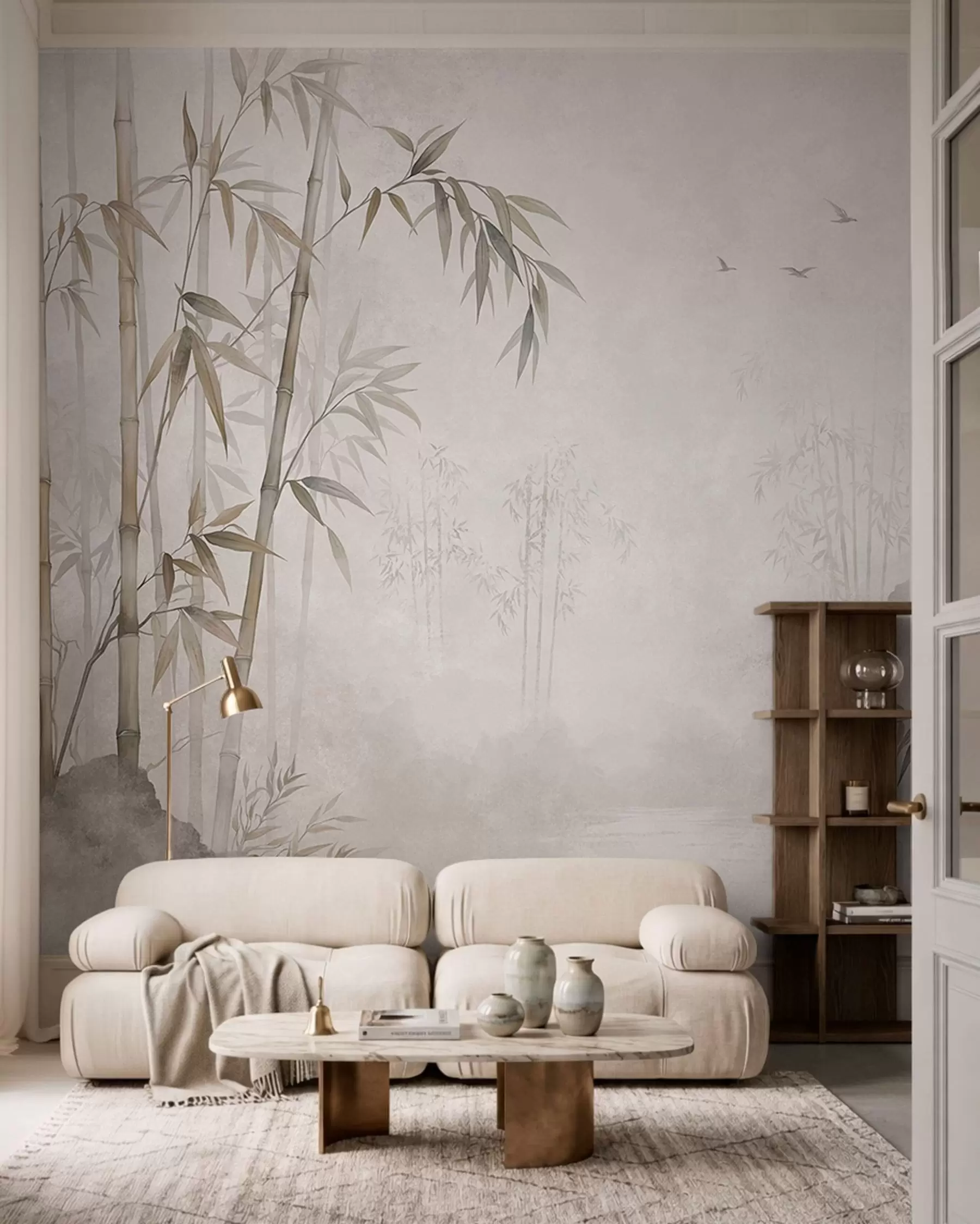 murales de pared Bambú en la bruma w05732