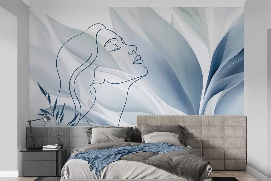 murales de pared Silueta de un rostro sobre un fondo abstracto w05787