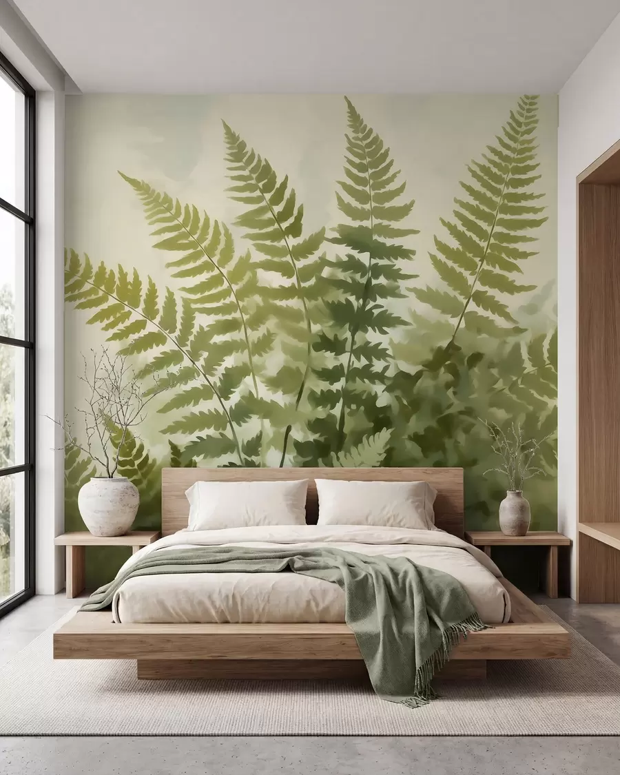 murales de pared Hojas de helecho estilizadas de forma abstracta, imitación de una pintura w05852