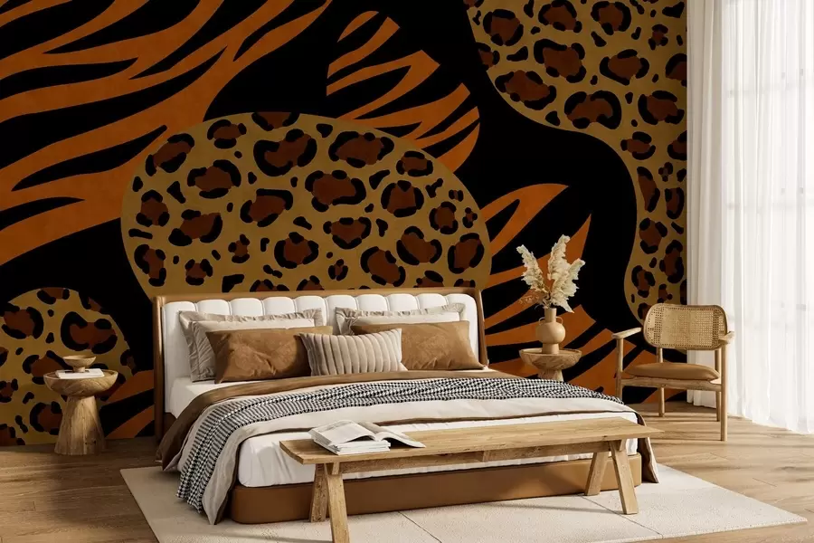murales de pared Estampados de leopardo y tigre inspirados en animales salvajes w05759