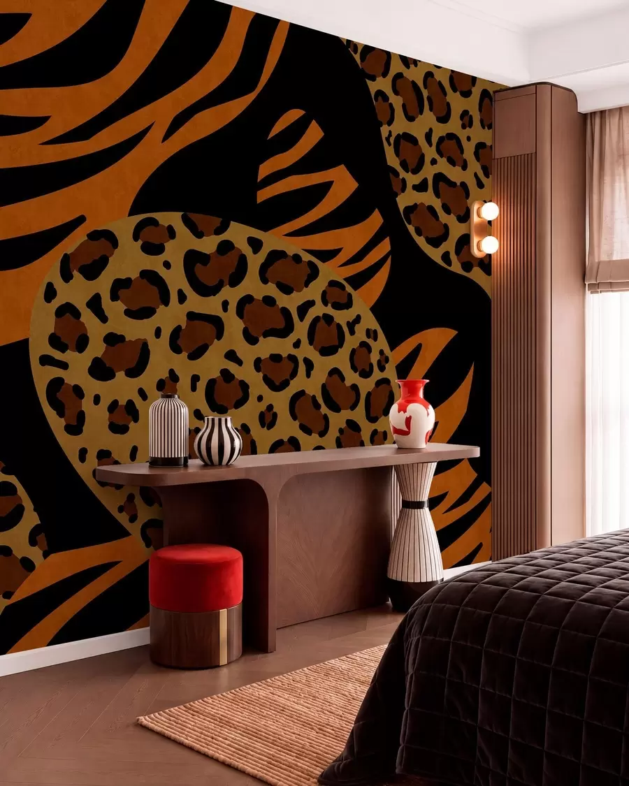 murales de pared Estampados de leopardo y tigre inspirados en animales salvajes w05759