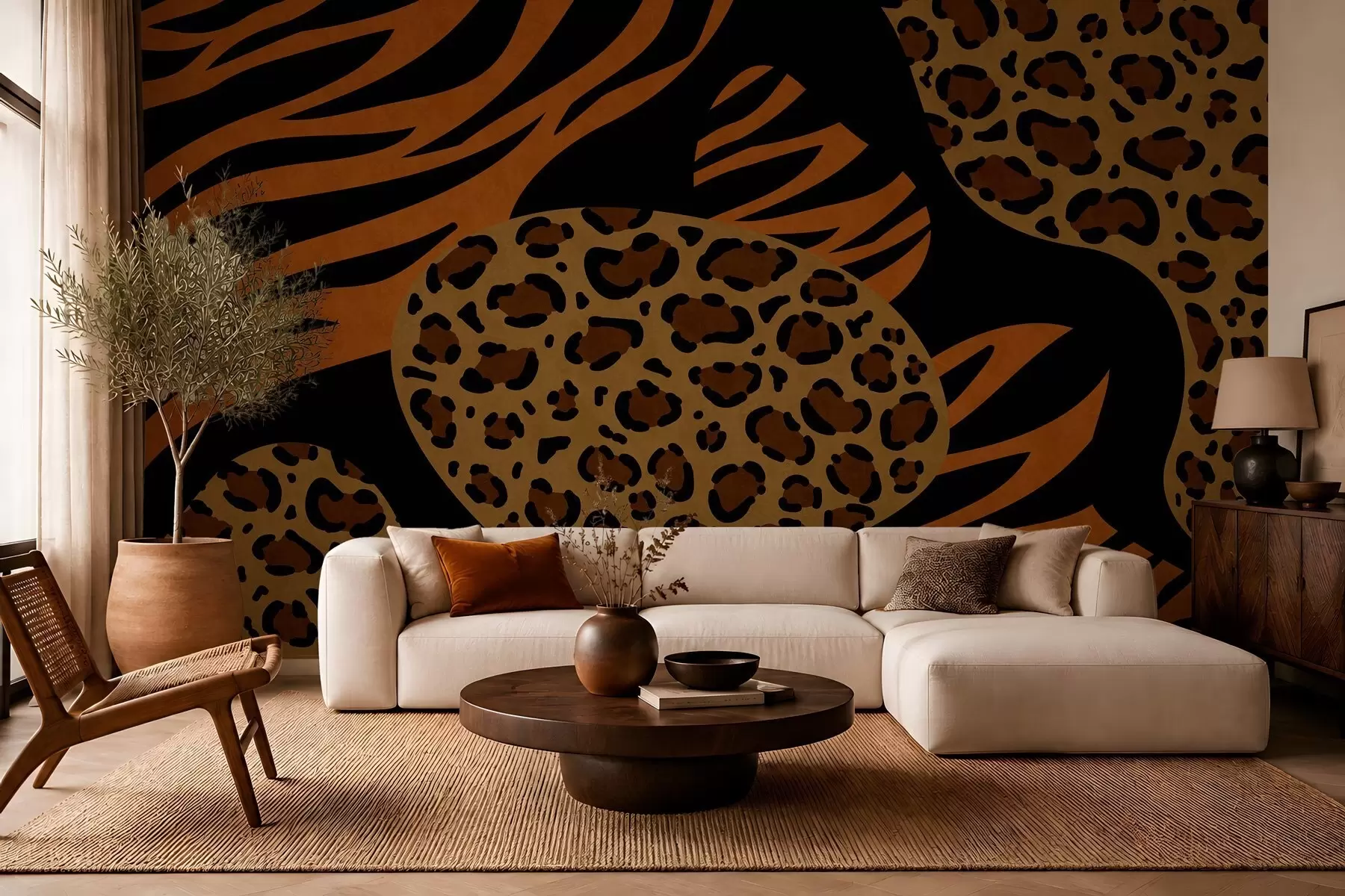 murales de pared Estampados de leopardo y tigre inspirados en animales salvajes w05759