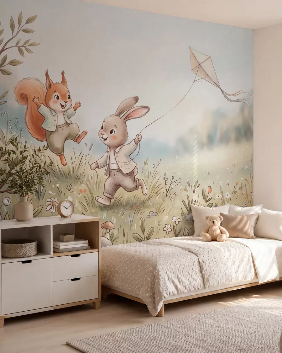 murales de pared Conejito y cometa w10007