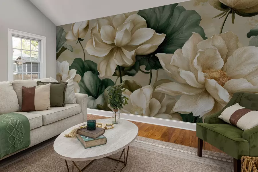 murales de pared Flores y hojas de loto w05746
