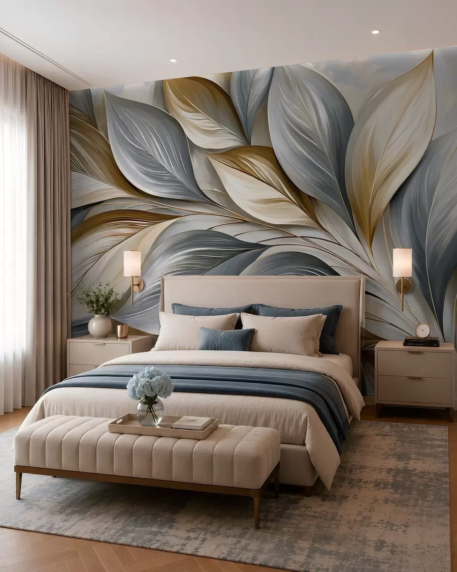 murales de pared Hojas curvadas de alta calidad con un estilo pintoresco w10076