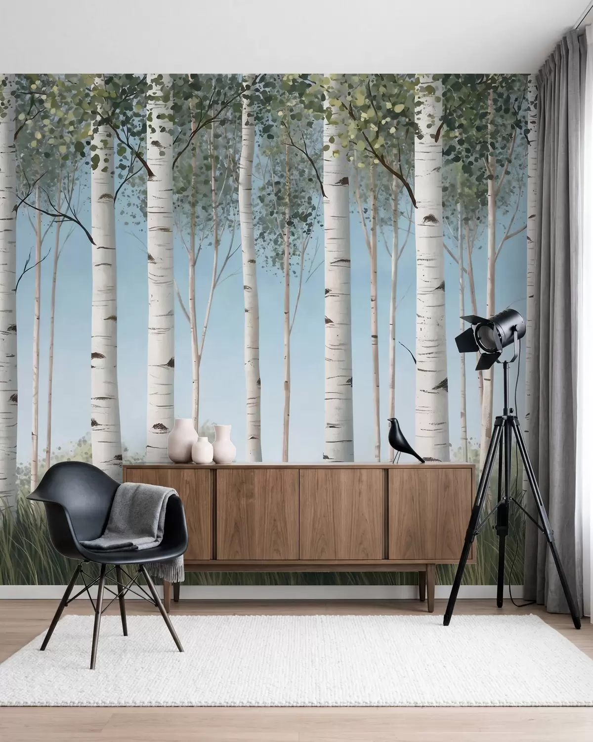 murales de pared Abedules en azul w10047