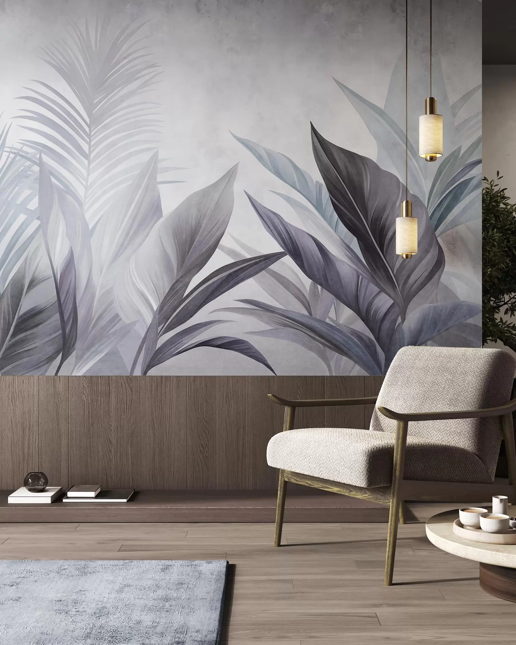 murales de pared Sueño de palmeras · Azul w10055v1