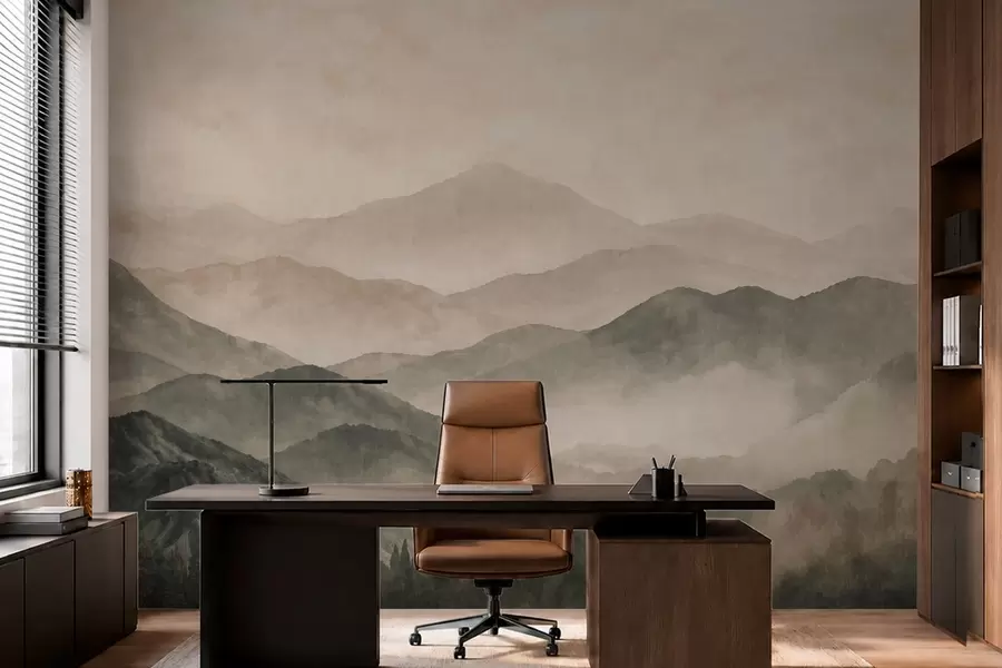 murales de pared Cordilleras brumosas y bosques oscuros w05925v3