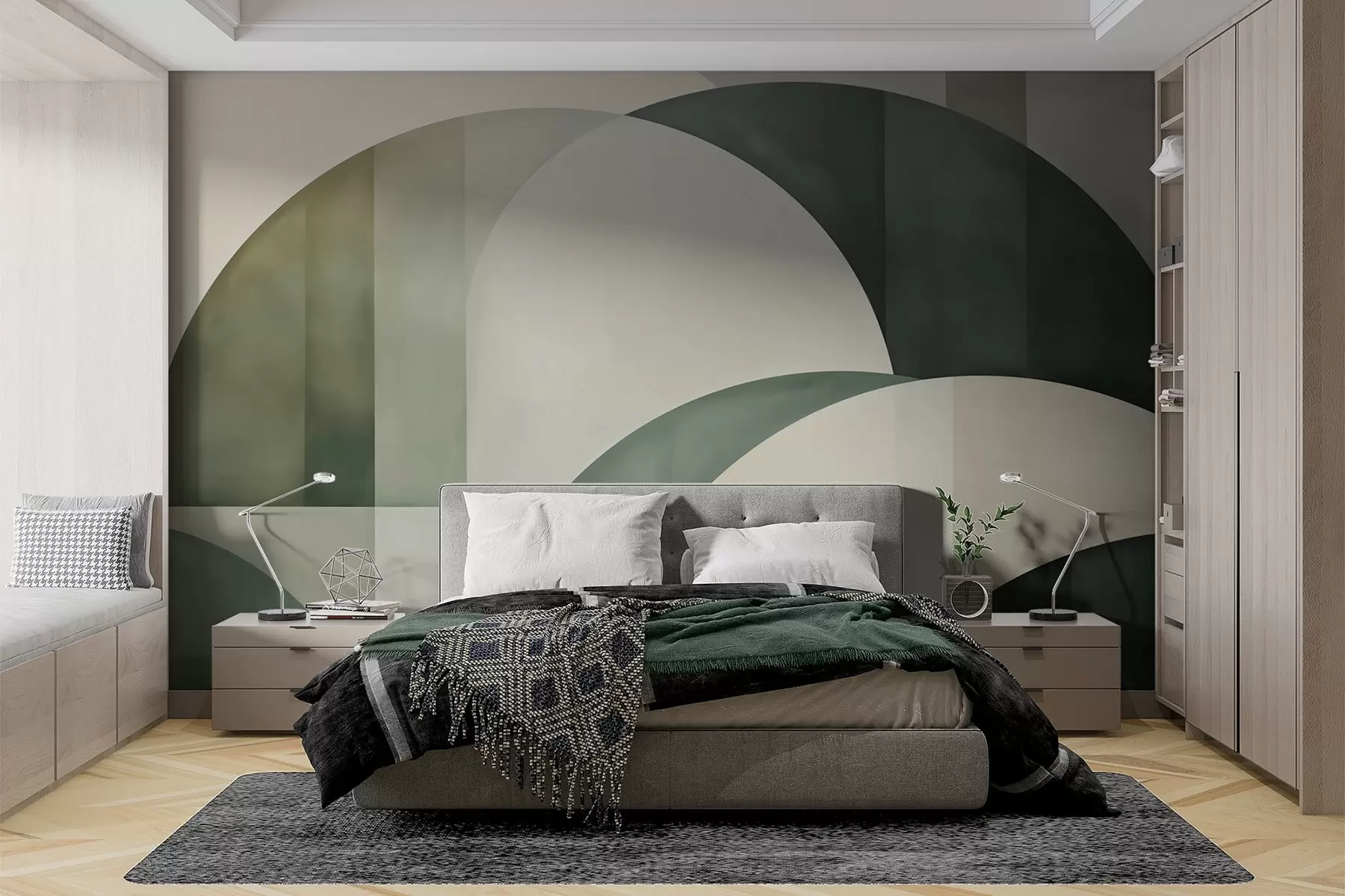 murales de pared Arcos en verde w05943