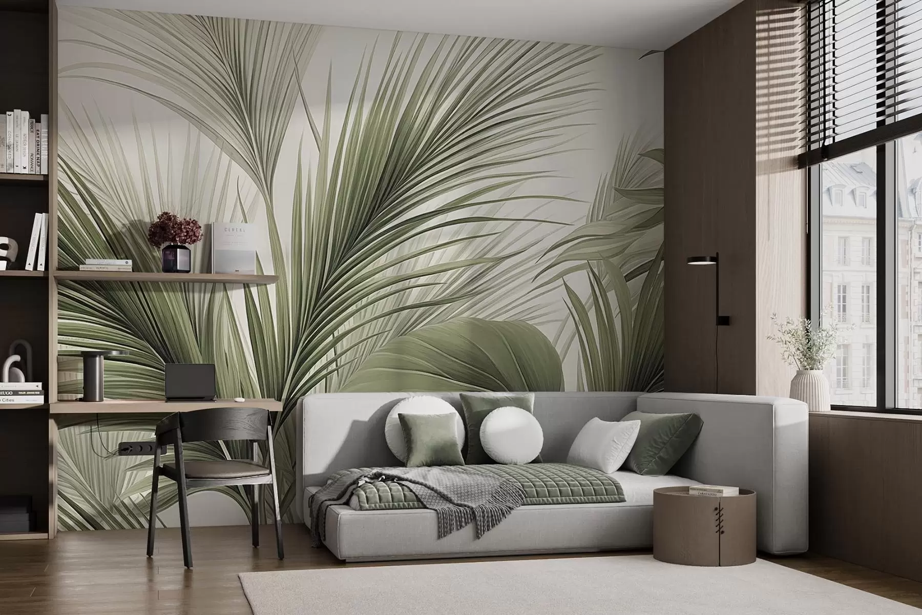 murales de pared Palmera en verde w09986