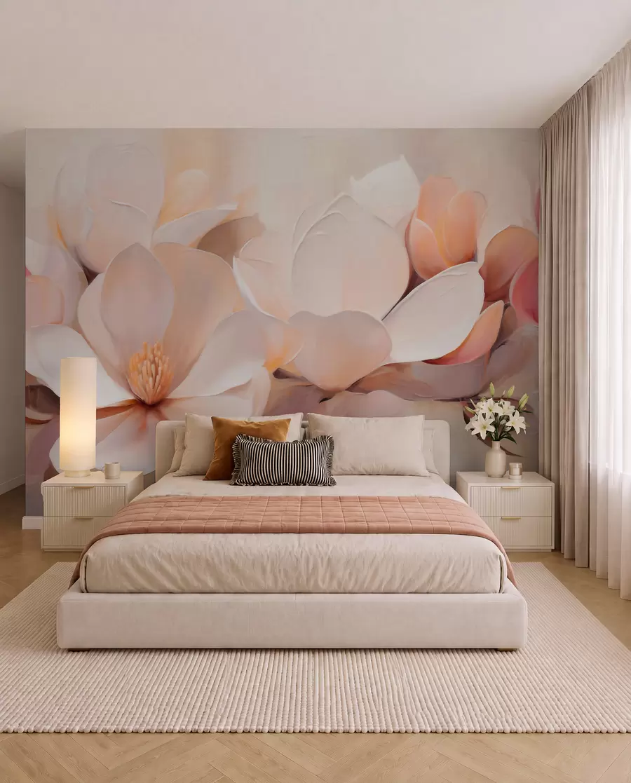 murales de pared Flores color durazno w05979
