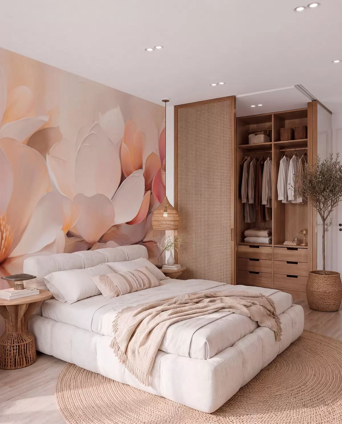 murales de pared Flores color durazno w05979