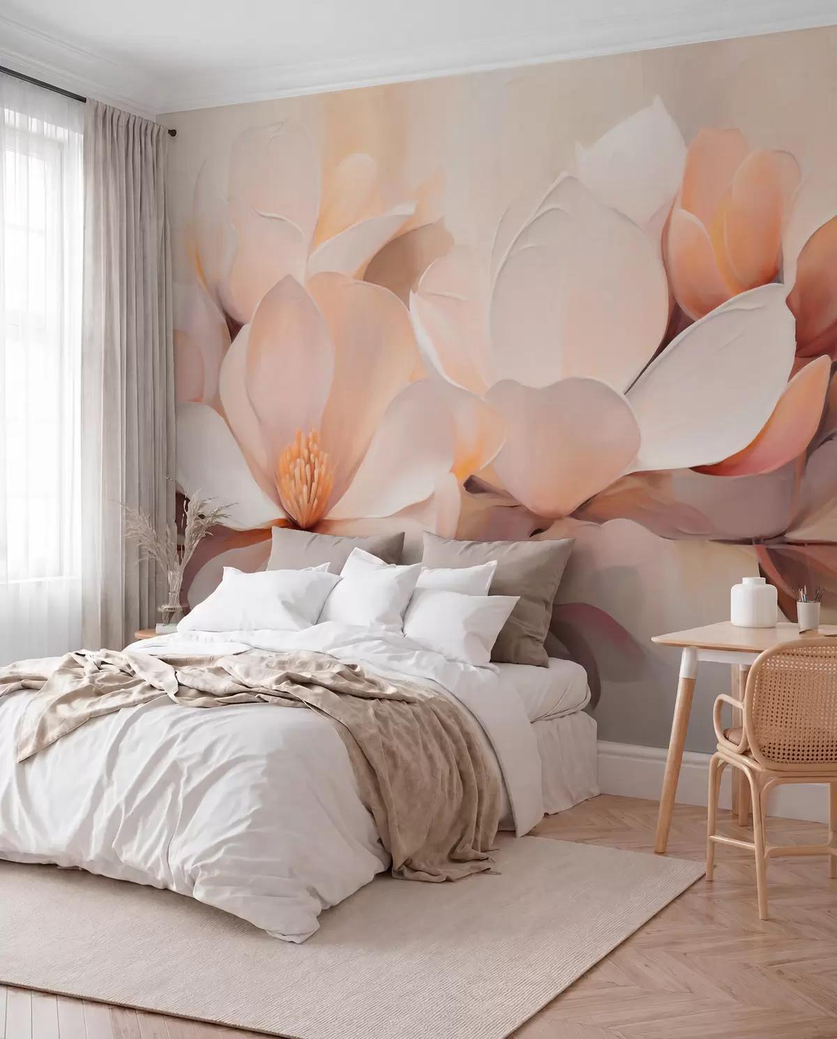 murales de pared Flores color durazno w05979