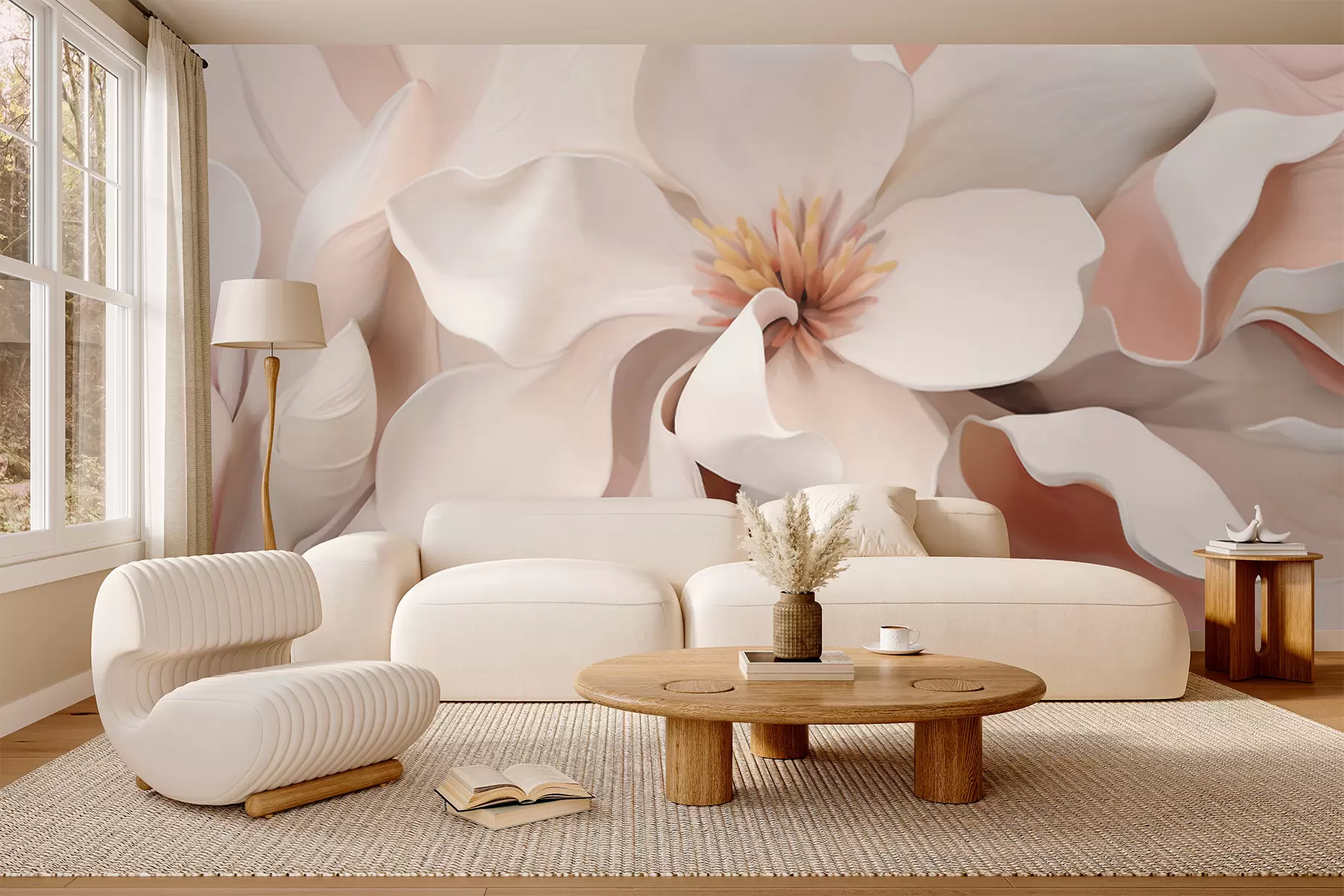 murales de pared Pétalos color durazno w05985
