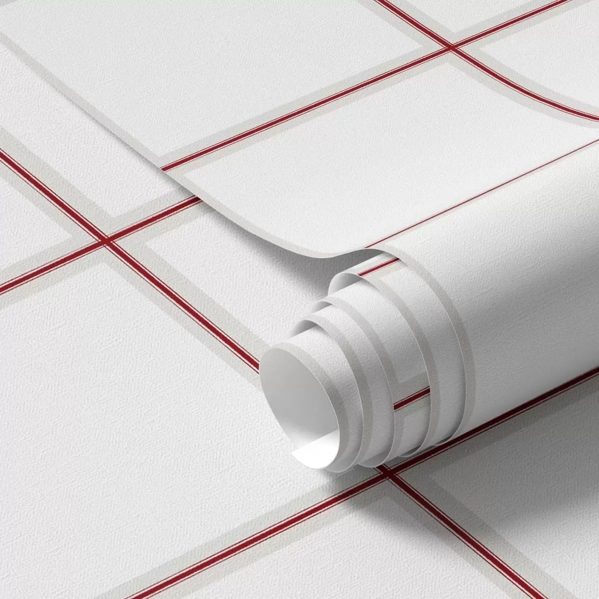 Papel pintado Cuadrícula de nueve cuadrados blancos con bordes de color burdeos a01277v2