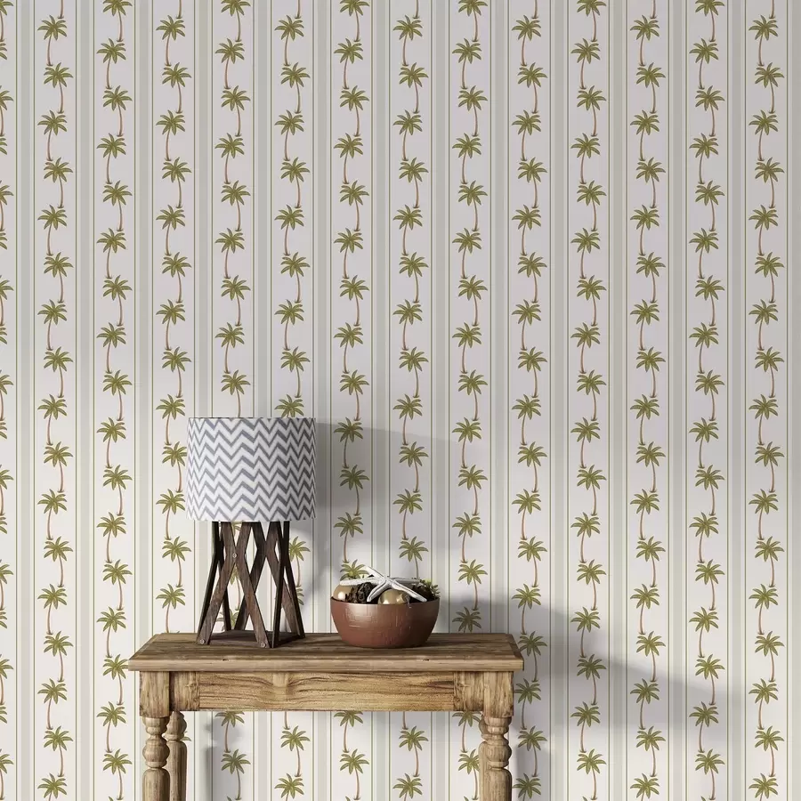 murales de pared Rayas verticales con palmeras sobre un fondo claro a01278