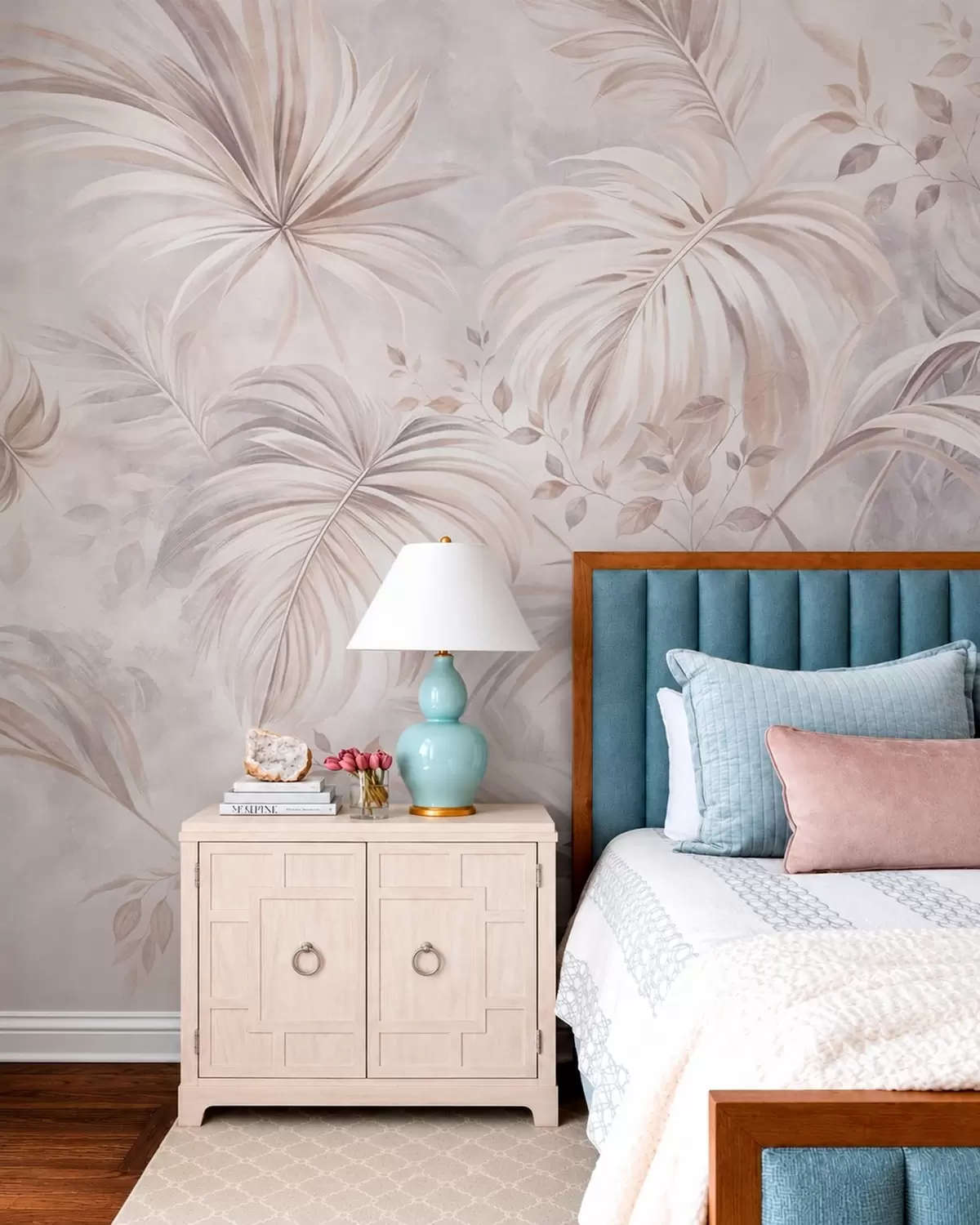 murales de pared Exuberante vegetación tropical en tonos pastel w05956v1
