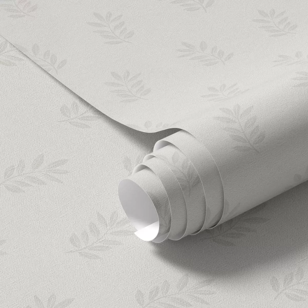 Papel pintado Pequeñas ramas frondosas sobre fondo gris a01281
