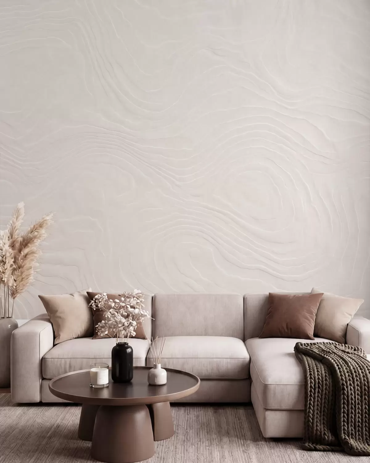 murales de pared Textura abstracta y ligera con líneas onduladas y un efecto de yeso natural w10092